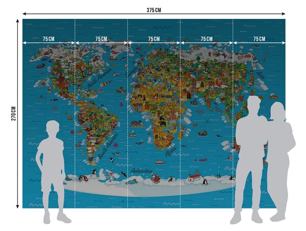 Fototapeta na zed' Dětská Mapa Světa | 360 x 254 cm | DFTS1320