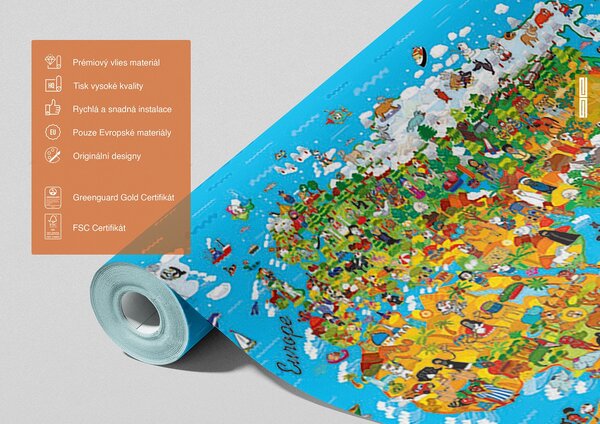 Fototapeta na zed' Dětská Mapa Světa | 360 x 254 cm | DFTS1320