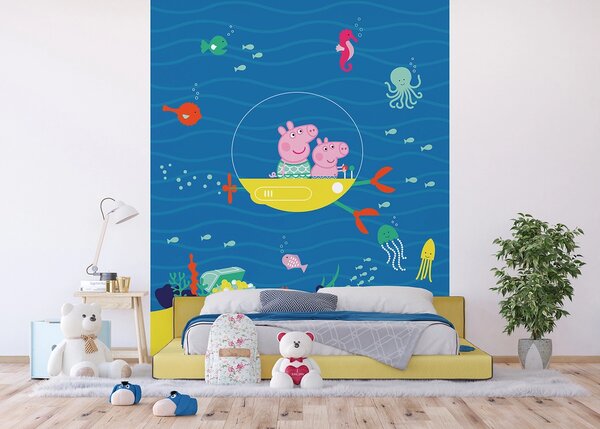 Dětská vliesová fototapeta na zed' Prasátko Peppa Podvodní Dobrodružství | 225 x 270 cm | DFTD3P5171