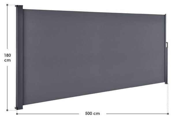 Výsuvná boční zástěna, 500 x 180 cm, tmavě šedá