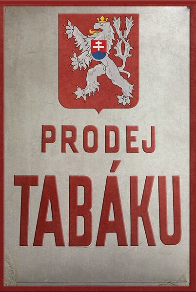 Ceduľa Prodej Tabáku - historická ceduľa ČSSR 30cm x 20cm Plechová tabuľa
