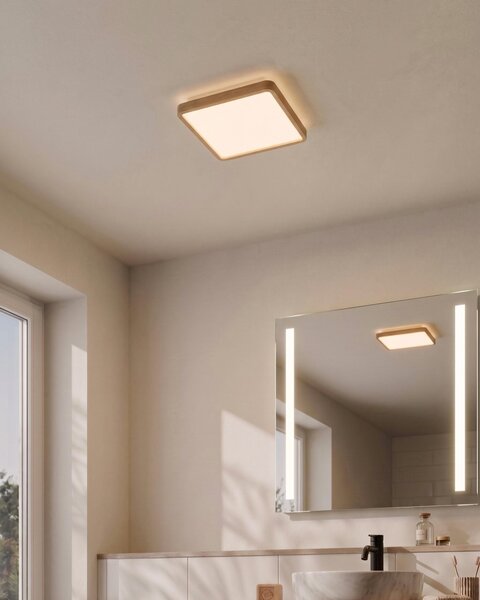 LED stropní světlo TIVORA s dálkovým ovládáním se stmívačem Světle hnědá