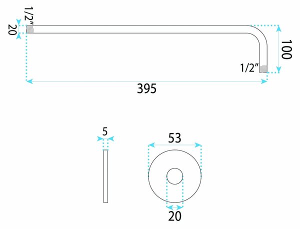 Sprchové rameno 40 cm REA JS-9021 chrom