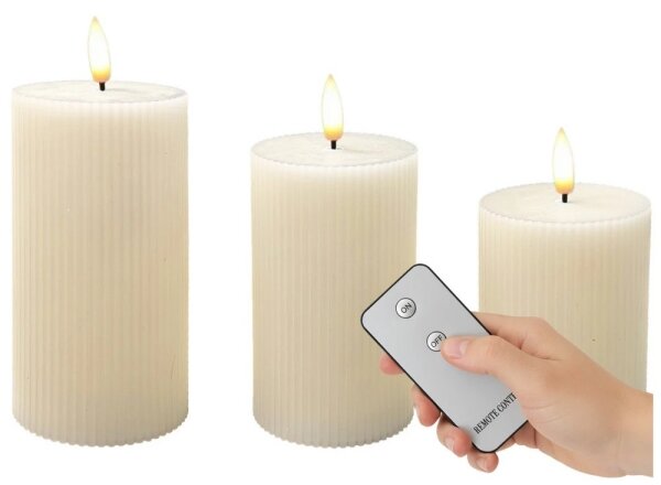 SADA 3x LED Svíčka BRILLO LED/3xAAA krémová + dálkové ovládání