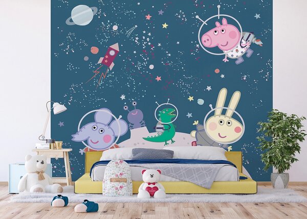 Dětská vliesová fototapeta na zed' Prasátko Peppa Vesmírné Dobrodružství | 300 x 270 cm | DDTD4P7801