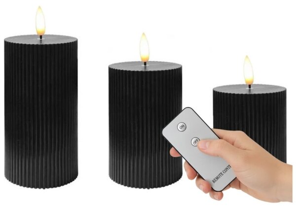 SADA 3x LED Svíčka BRILLO LED/2xAA černá + dálkové ovládání