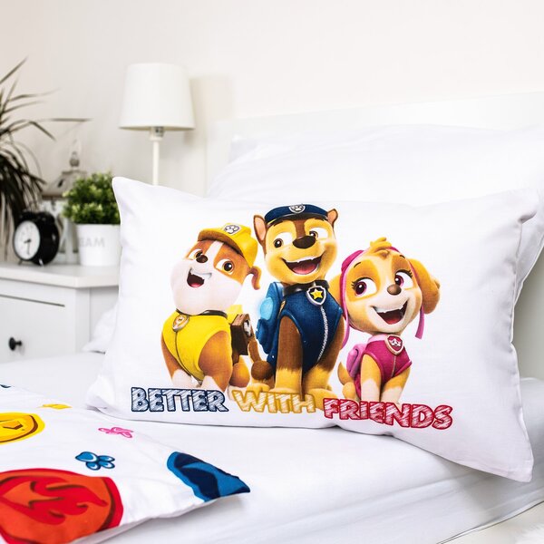 Jerry Fabrics povlečení do postýlky TLAPKOVÁ PATROLA PAW PATROL 498, bílé, bavlna hladká, 100x135cm + 40x60cm