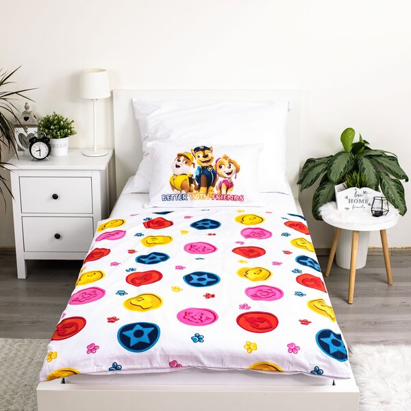 Jerry Fabrics povlečení do postýlky TLAPKOVÁ PATROLA PAW PATROL 498, bílé, bavlna hladká, 100x135cm + 40x60cm