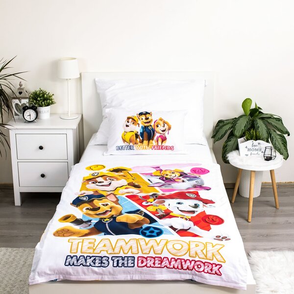 Jerry Fabrics povlečení do postýlky TLAPKOVÁ PATROLA PAW PATROL 498, bílé, bavlna hladká, 100x135cm + 40x60cm