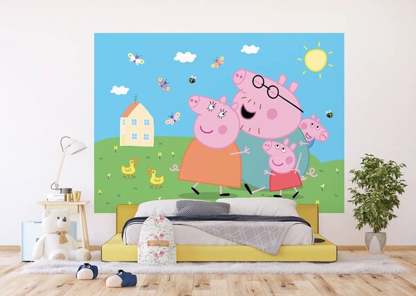 Dětská fototapeta na zed' Prasátko Peppa s Rodinou | 252 x 182 cm | DFTDXL1963