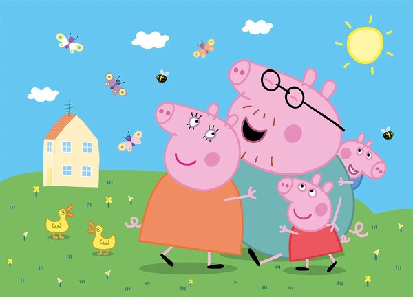 Dětská fototapeta na zed' Prasátko Peppa s Rodinou | 252 x 182 cm | DFTDXL1963