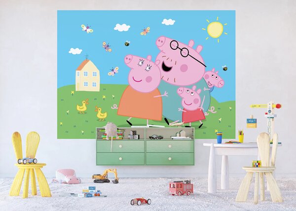 Dětská fototapeta na zed' Prasátko Peppa s Rodinou | 252 x 182 cm | DFTDXL1963