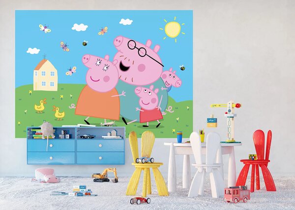 Dětská fototapeta na zed' Prasátko Peppa s Rodinou | 252 x 182 cm | DFTDXL1963