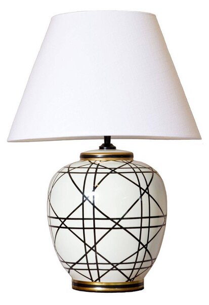 PR Home stolní lampa New York, bílá, výška 60 cm, keramika, Bílá / opál, Obývací pokoj / jídelna, Textil / tkanina / hedvábí