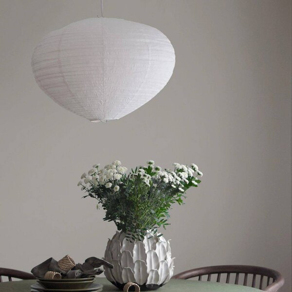 PR Home Závěsné světlo Verona, bílé, Ø 55 cm, látka, E27-LED, stmívatelný, Bílá / opál, Obývací pokoj / jídelna, Textil / tkanina / hedvábí