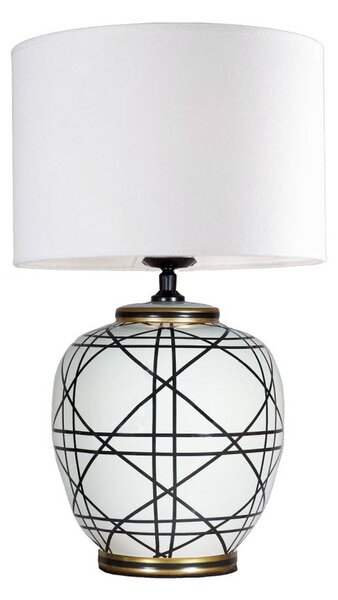PR Home stolní lampa New York, bílá, výška 61 cm, keramika, Bílá / opál, Obývací pokoj / jídelna, Textil / tkanina / hedvábí