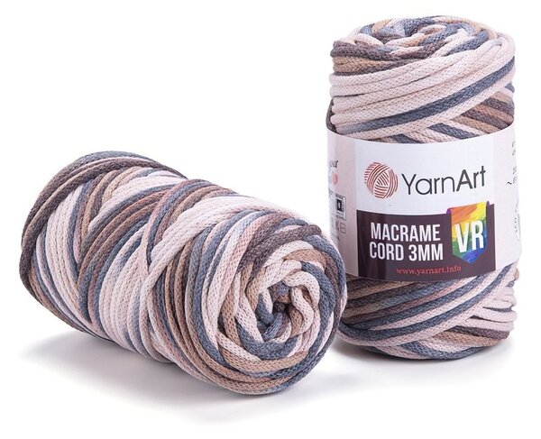 Pletací / háčkovací příze YarnArt MACRAME CORD VR 3mm 928 béžovo-hnědá, melírovaná 250g/85m