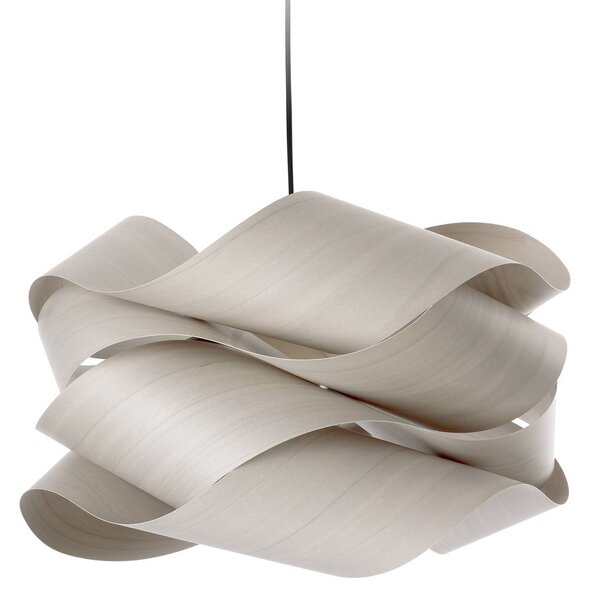 LZF LAMPS Závěsné světlo Link, šedá/niklová, Ø 69 cm, dřevo, stmívatelný, Hliník / šedá / zinek, Obývací pokoj / jídelna, Dřevo, Design