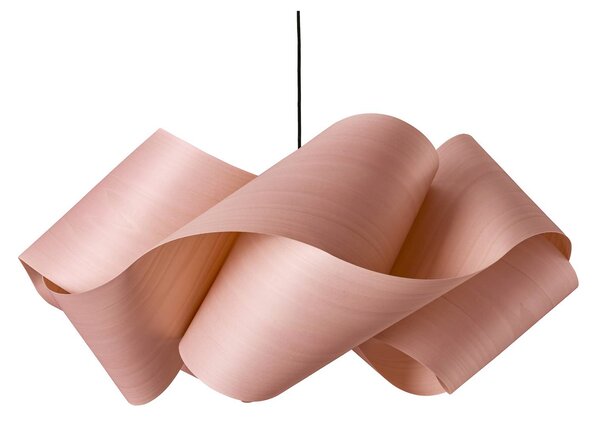 LZF LAMPS Závěsné světlo Swirl, světle růžová/niklová, Ø 54 cm, dřevo, stmívatelný, Fialová / růžová / barva růže, Obývací pokoj / jídelna, Dřevo, Design