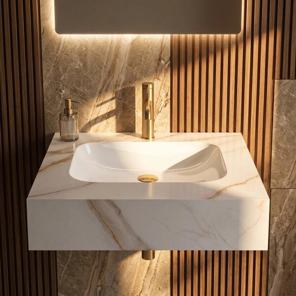 Závěsné umyvadlo z kompozitního kamene REA Aresa 60x50 Grey Gold