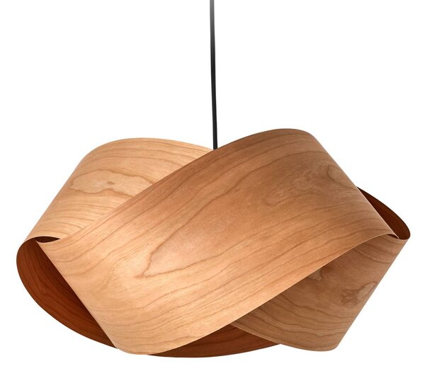 LZF LAMPS Závěsné světlo Nut, třešňové dřevo/niklová barva, délka 42 cm, stmívatelný, Světlé dřevo, Obývací pokoj / jídelna, Dřevo, Design
