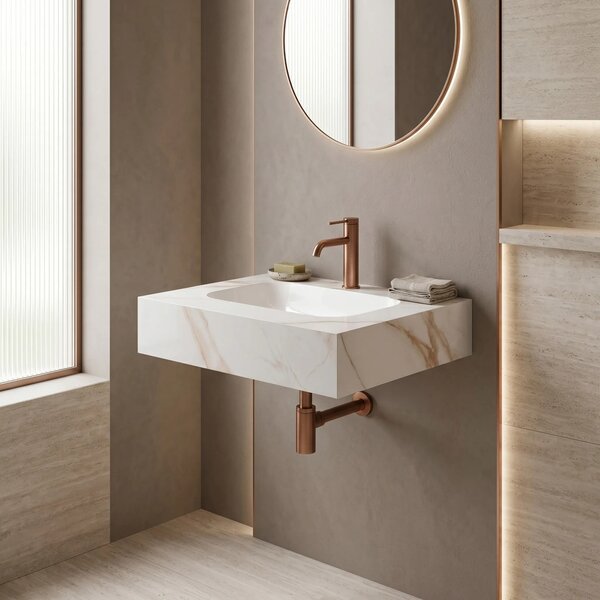 Závěsné umyvadlo z kompozitního kamene REA Aresa 60x50 Grey Gold