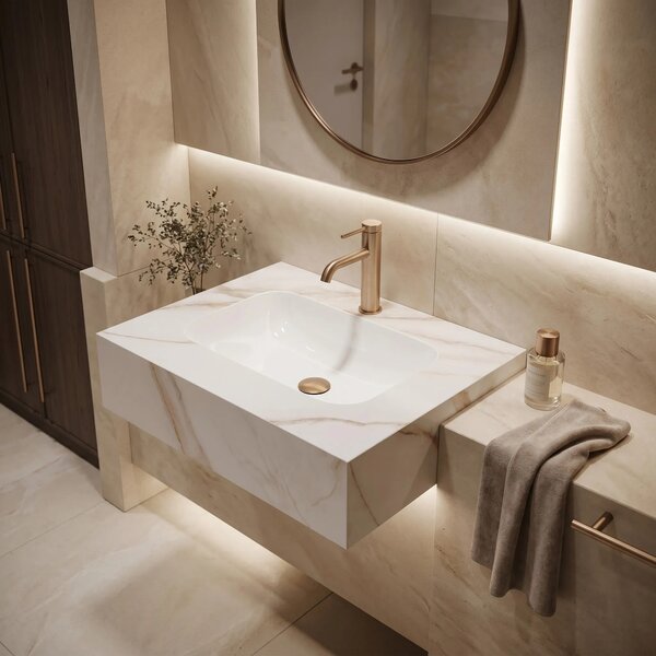 Závěsné umyvadlo z kompozitního kamene REA Aresa 60x50 Grey Gold
