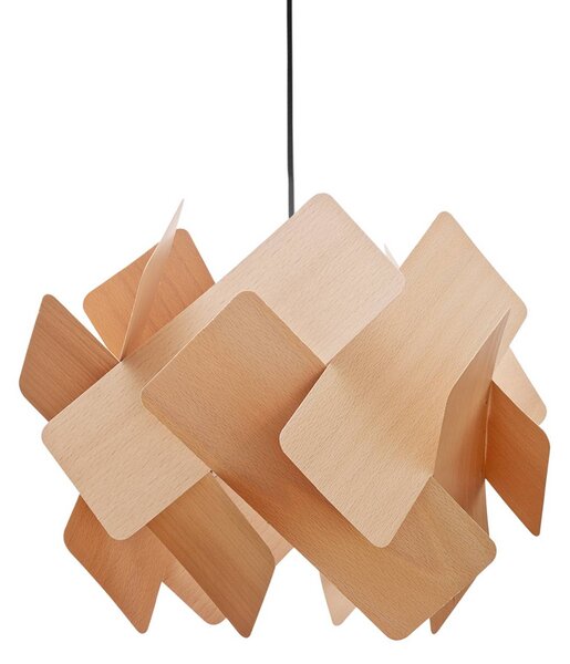 LZF LAMPS Závěsné světlo Escape, buk/niklová barva, Ø 30 cm, dřevo, stmívatelný, Světlé dřevo, Obývací pokoj / jídelna, Dřevo, Design