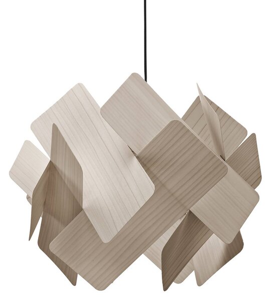 LZF LAMPS Závěsné světlo Escape, šedá/niklová barva, Ø 30 cm, dřevo, stmívatelný, Hliník / šedá / zinek, Obývací pokoj / jídelna, Dřevo, Design