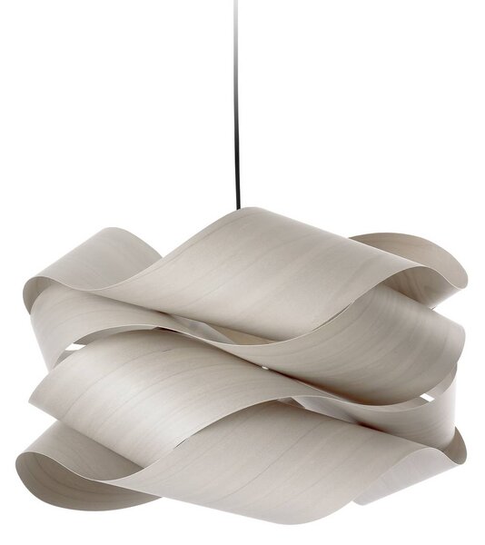 LZF LAMPS Závěsné světlo Link, šedá/niklová, Ø 46 cm, dřevo, stmívatelný, Hliník / šedá / zinek, Obývací pokoj / jídelna, Dřevo, Design