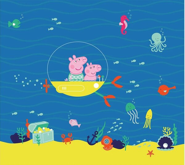 Dětská vliesová fototapeta na zed' Prasátko Peppa Moře | 300 x 270 cm | DDTD4P5099