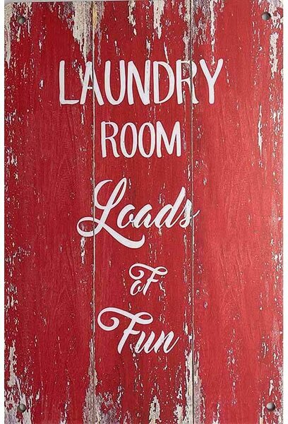 Drevená Ceduľa Laundry Room red Vintage style 30cm x 20cm
