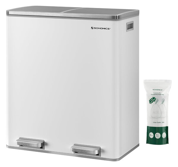 SONGMICS Odpadkový koš s víkem JORDAN 2x30 l bílý