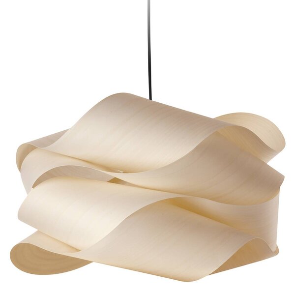 LZF LAMPS Závěsné světlo Link, barva slonová kost/nikl Ø 69 cm dřevo, stmívatelný, Krémová / jantar, Obývací pokoj / jídelna, Dřevo, Design
