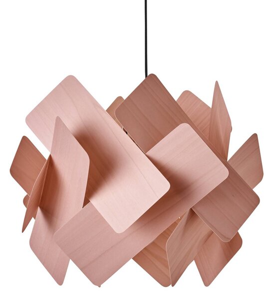LZF LAMPS Závěsné světlo Escape, světle růžové/niklové, Ø 30 cm, dřevo, stmívatelný, Fialová / růžová / barva růže, Obývací pokoj / jídelna, Dřevo, Design