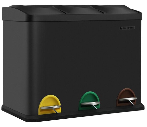 SONGMICS Koš na tříděný odpad Galipa 3x15 l černý