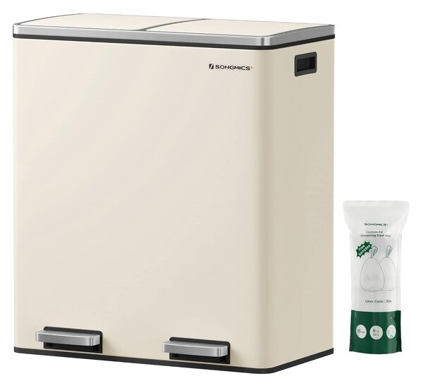 SONGMICS Odpadkový koš s víkem JORDAN 2x30 l krémový
