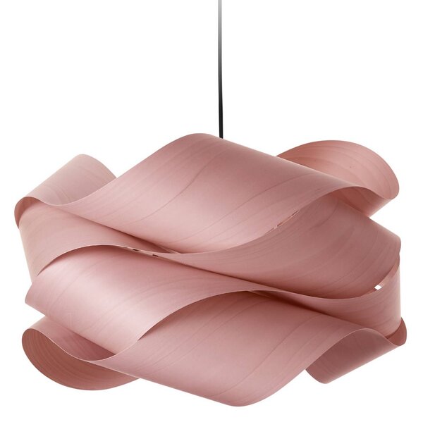 LZF LAMPS Závěsné světlo Link, světle růžová/niklová, Ø 69 cm, dřevo, stmívatelný, Fialová / růžová / barva růže, Obývací pokoj / jídelna, Dřevo, Design
