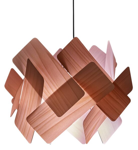 LZF LAMPS Závěsné světlo Escape, světle růžové/niklové, Ø 30 cm, dřevo, stmívatelný, Fialová / růžová / barva růže, Obývací pokoj / jídelna, Dřevo, Design