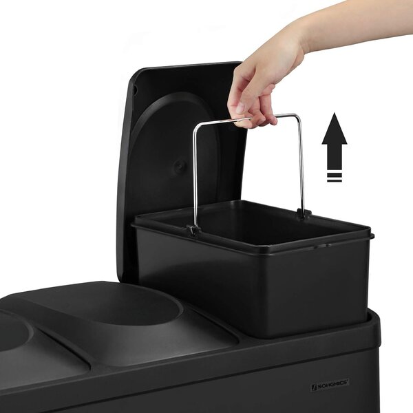SONGMICS Koš na tříděný odpad Galipa 3x15 l černý