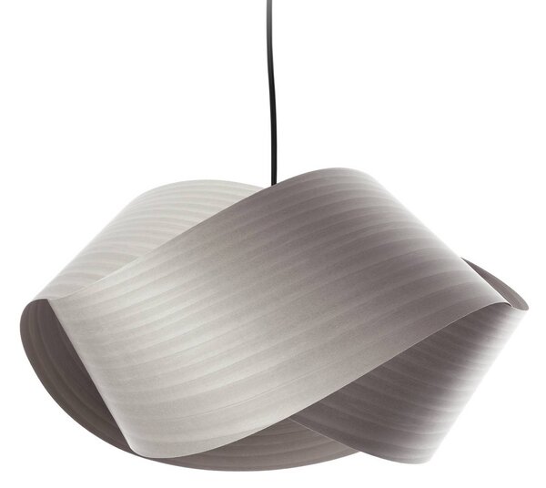 LZF LAMPS Závěsné světlo Nut, šedá/niklová barva, délka 42 cm, dřevo, stmívatelný, Hliník / šedá / zinek, Obývací pokoj / jídelna, Dřevo, Design