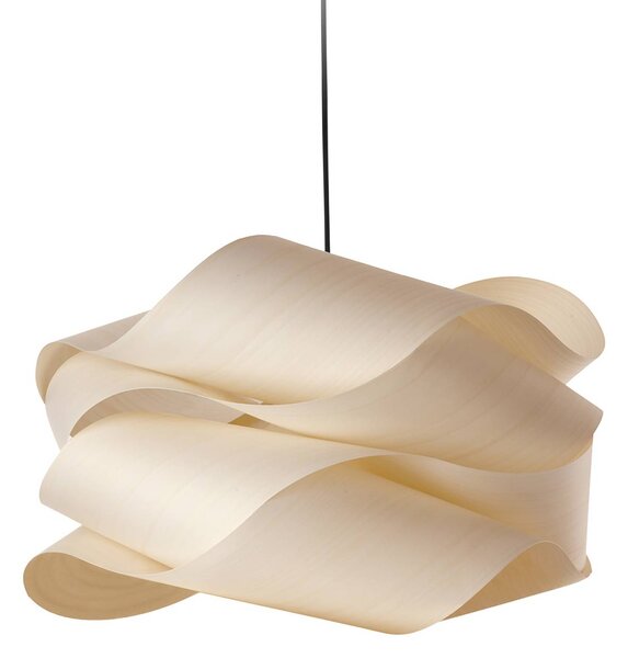 LZF LAMPS Závěsné světlo Link, barva slonová kost/nikl Ø 46 cm dřevo, stmívatelný, Krémová / jantar, Obývací pokoj / jídelna, Dřevo, Design