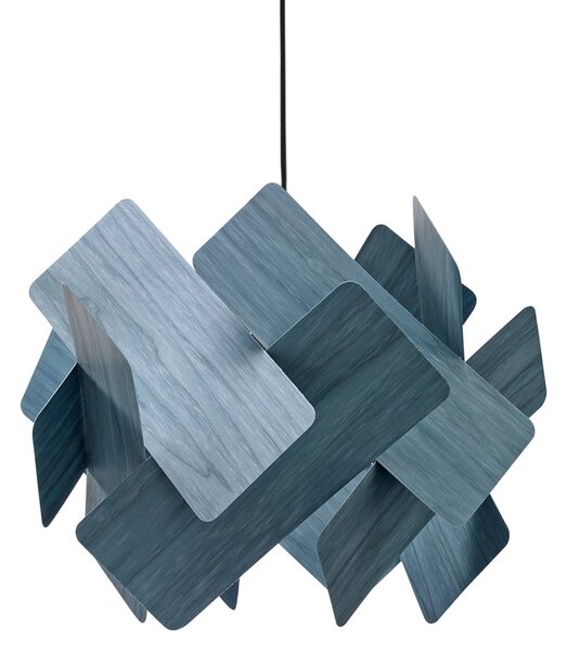 LZF LAMPS Závěsné světlo Escape, modré/niklové, Ø 30 cm, dřevo, stmívatelný, Modrá, Obývací pokoj / jídelna, Dřevo, Design