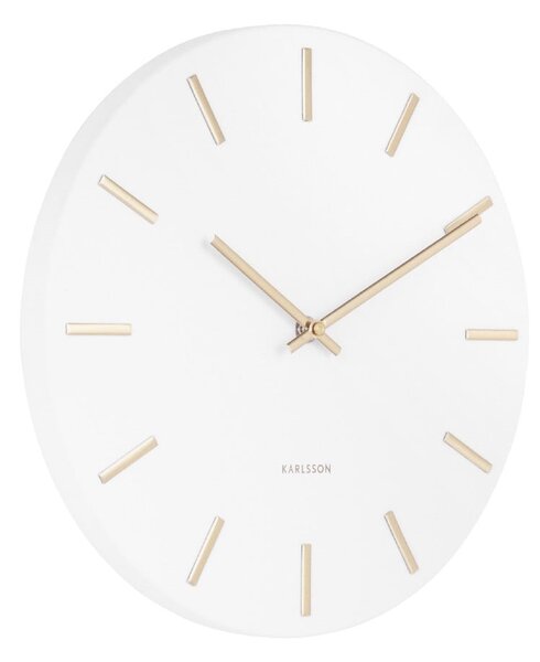 Bílé nástěnné hodiny s ručičkami ve zlaté barvě Karlsson Charm, ø 30 cm