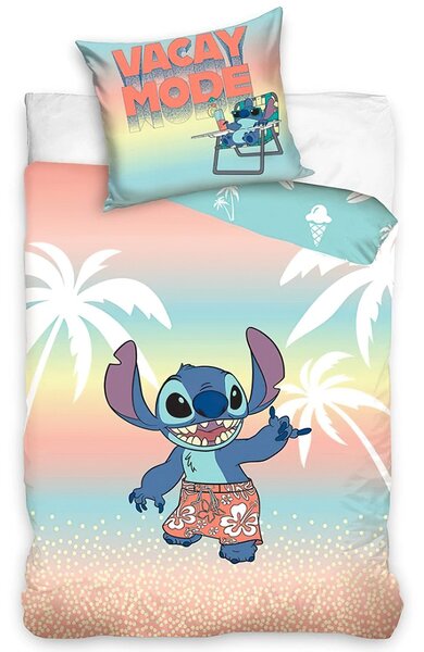 Jerry Fabrics Dětské povlečení LILO A STITCH NA DOVOLENÉ, duhové, bavlna hladká, 140x200cm + 70x90cm