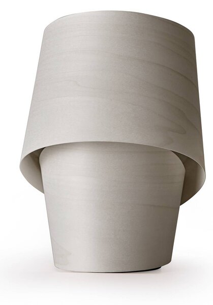 LZF LAMPS stolní lampa Tiny, šedá, výška 22 cm, dřevěná dýha, Hliník / šedá / zinek, Obývací pokoj / jídelna, Dřevo, Design