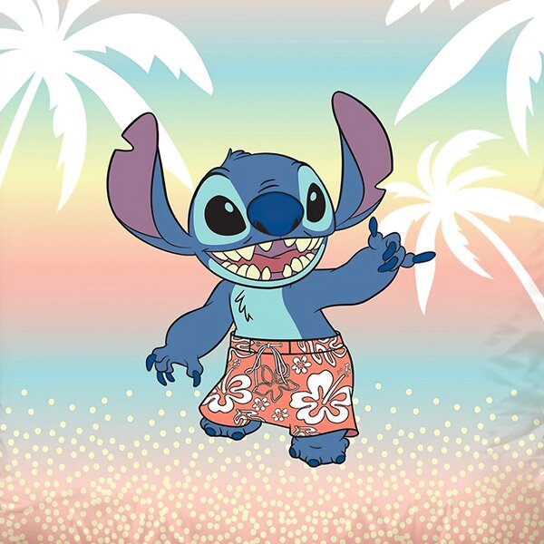 Jerry Fabrics Dětské povlečení LILO A STITCH NA DOVOLENÉ, duhové, bavlna hladká, 140x200cm + 70x90cm