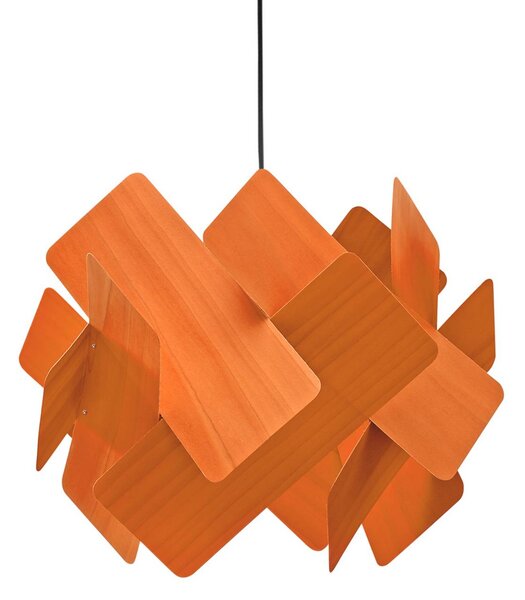 LZF LAMPS Závěsné světlo Escape, oranžová/niklová barva, Ø 30 cm, dřevo, stmívatelný, Žlutá / oranžová, Obývací pokoj / jídelna, Dřevo, Design