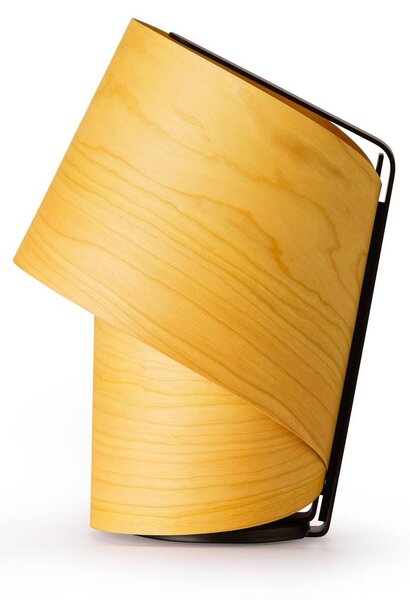 LZF LAMPS stolní lampa Tiny, žlutá, výška 22 cm, dřevěná dýha, Žlutá / oranžová, Obývací pokoj / jídelna, Dřevo, Design