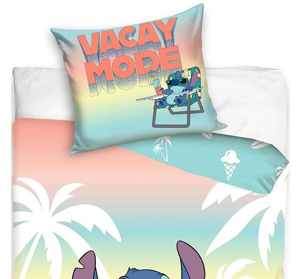 Jerry Fabrics Dětské povlečení LILO A STITCH NA DOVOLENÉ, duhové, bavlna hladká, 140x200cm + 70x90cm